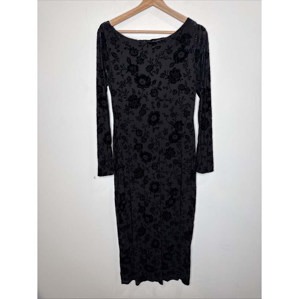 Velvet Burnout Midi Dress Long Sleeve Dark Fairy Goth Vamp Witchy Whimsigoth XL